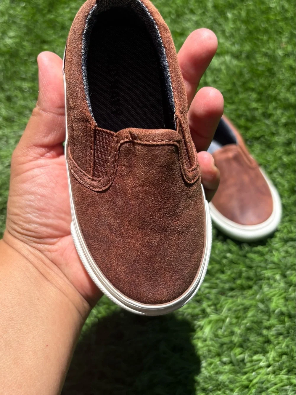 Old Navy Brown Slip-On Toddler Shoes with White Sole